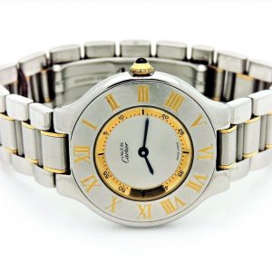 Front view of 21 Must de Cartier Stainless Steel Gold Tone Watch
