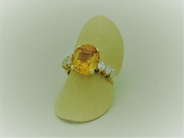 6.00 Ct Citrine and 0.50 Ct Diamonds Classy Ring 14k on a carton ring