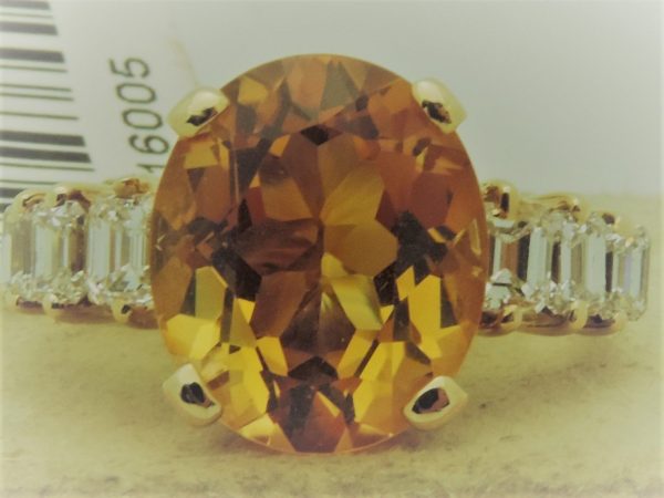 6.00 Ct Citrine and 0.50 Ct Diamonds Classy Ring 14k on a carton