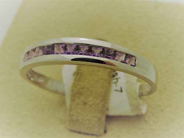 0.25 carat Amethyst Princess Cut Channel with14k Gold Ring
