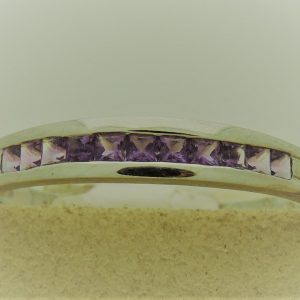 0.25 Ct Amethyst Princess Cut Channel Setting 14k Stackable Ring