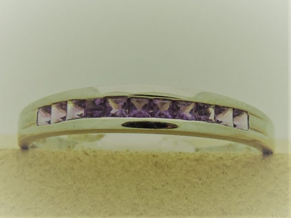 0.25 Ct Amethyst Princess Cut Channel Setting 14k Stackable Ring
