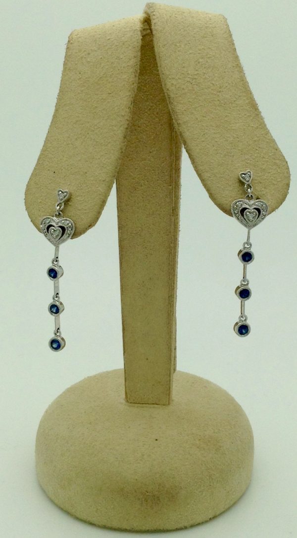 0.65 carat Sapphire with 0.12 carat Diamonds Drop Earrings with 18K gold