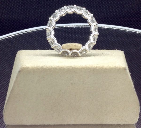 18K White Gold 5.00 Ct G/VS Eternity Ring in a jewelry box (back view)