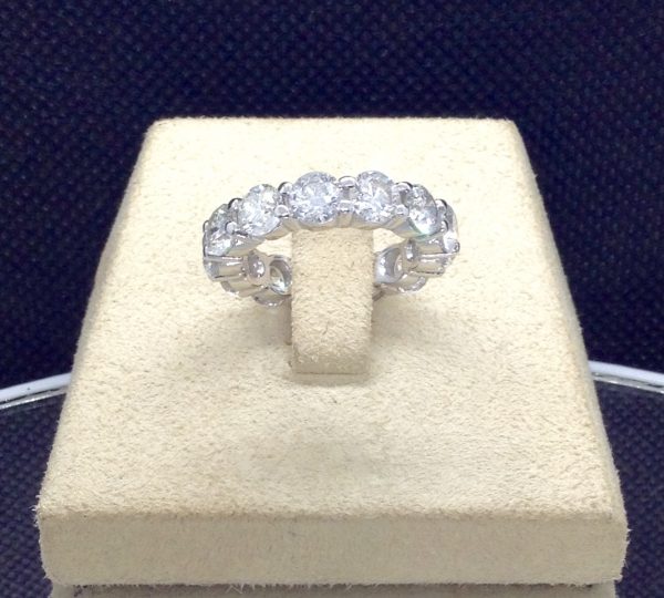 14k White Gold 6.50 Ct Diamond Eternity Band G/SI2 in a jewelry box (front view)