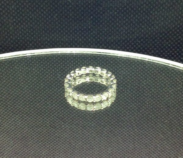 14K White God 2.25 Ct Diamond Eternity Band Ring G/SI1 on a piece of glass