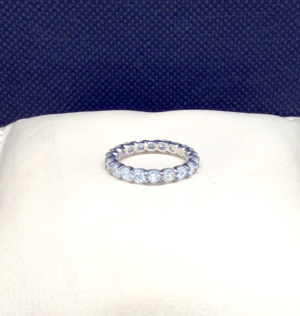 14K White God 2.25 Ct Diamond Eternity Band Ring G/SI1 on a pillow