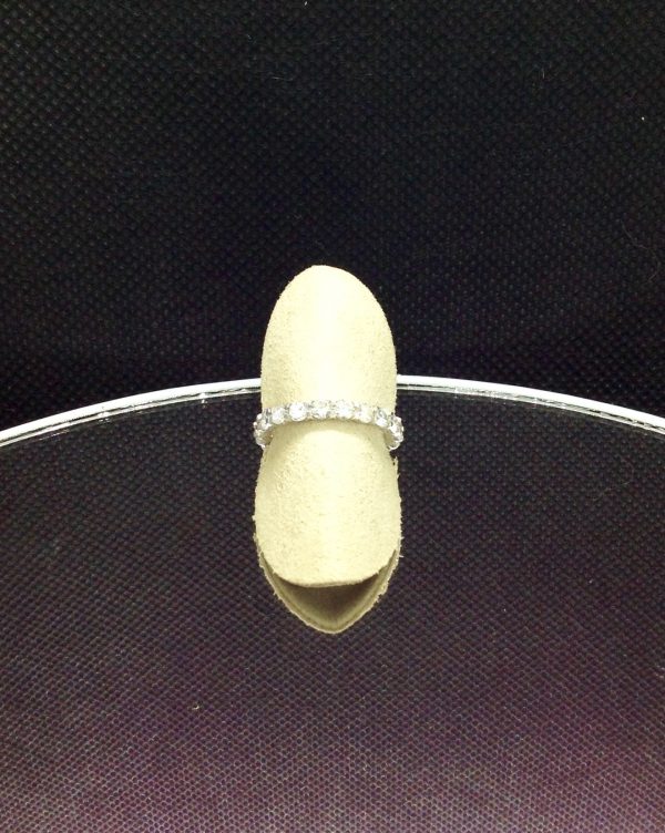 14K White God 2.25 Ct Diamond Eternity Band Ring G/SI1 on a fake finger (front view)