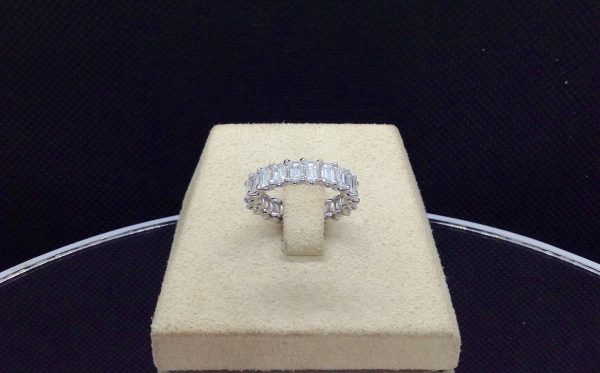 4.35 Ct Diamond Platinum Eternity Band Ring in a jewelry box