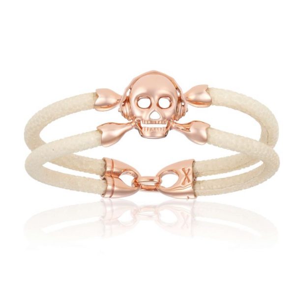 White skull bracelet made with rose gold