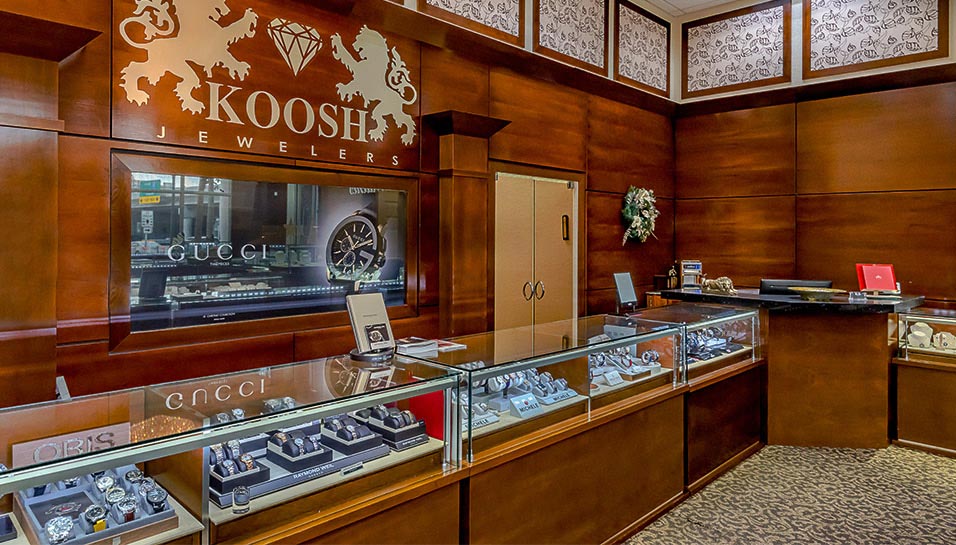 The interior of Koosh Jewelers store