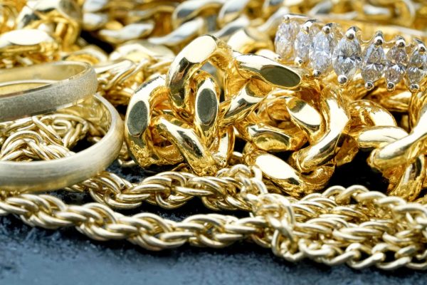 Gold jewelry with diamond accents